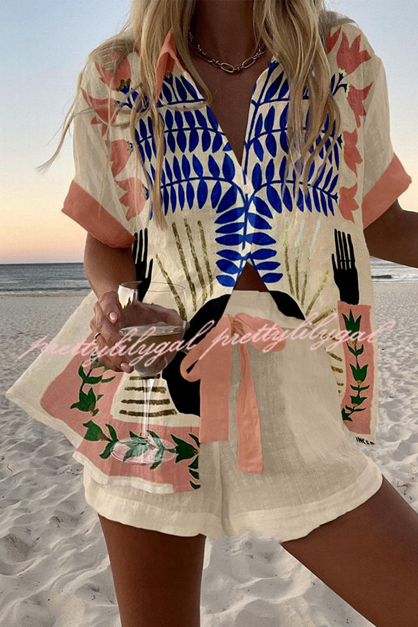 Floral Print Loose Fit Elastic Waist Shorts Set - Women's Casual Summer Outfit for Beach, Vacation & Everyday Wear