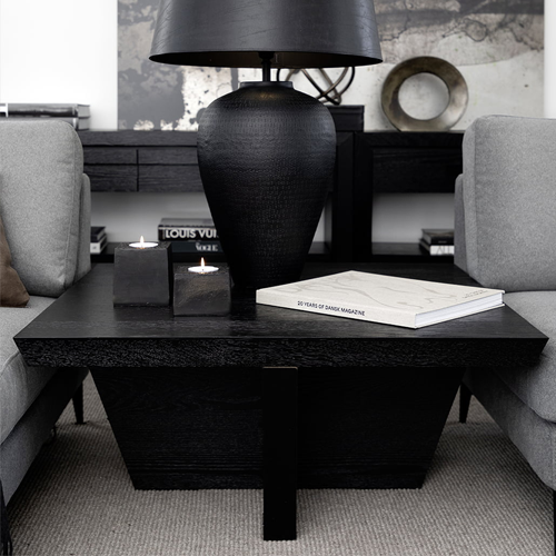 Modern Trent Square Coffee Table - Black Wooden Living Room Center Table for Home Decor, Sofa & Lounge Furniture - Perfect for Small Spaces, Apartments & Coffee Shops
