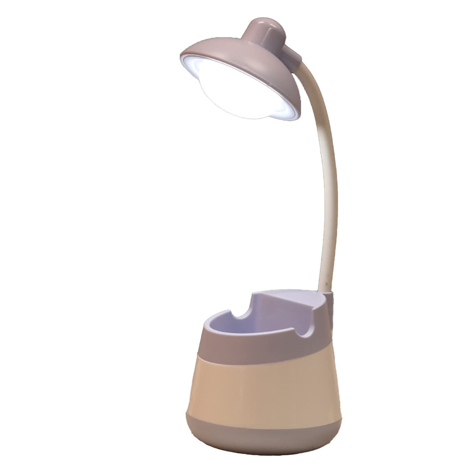 USB LED Desk Lamp with Phone Holder - Eye Protection Study Light, USB Charging Night Light for Home Office, Bedroom, Dorm & Reading
