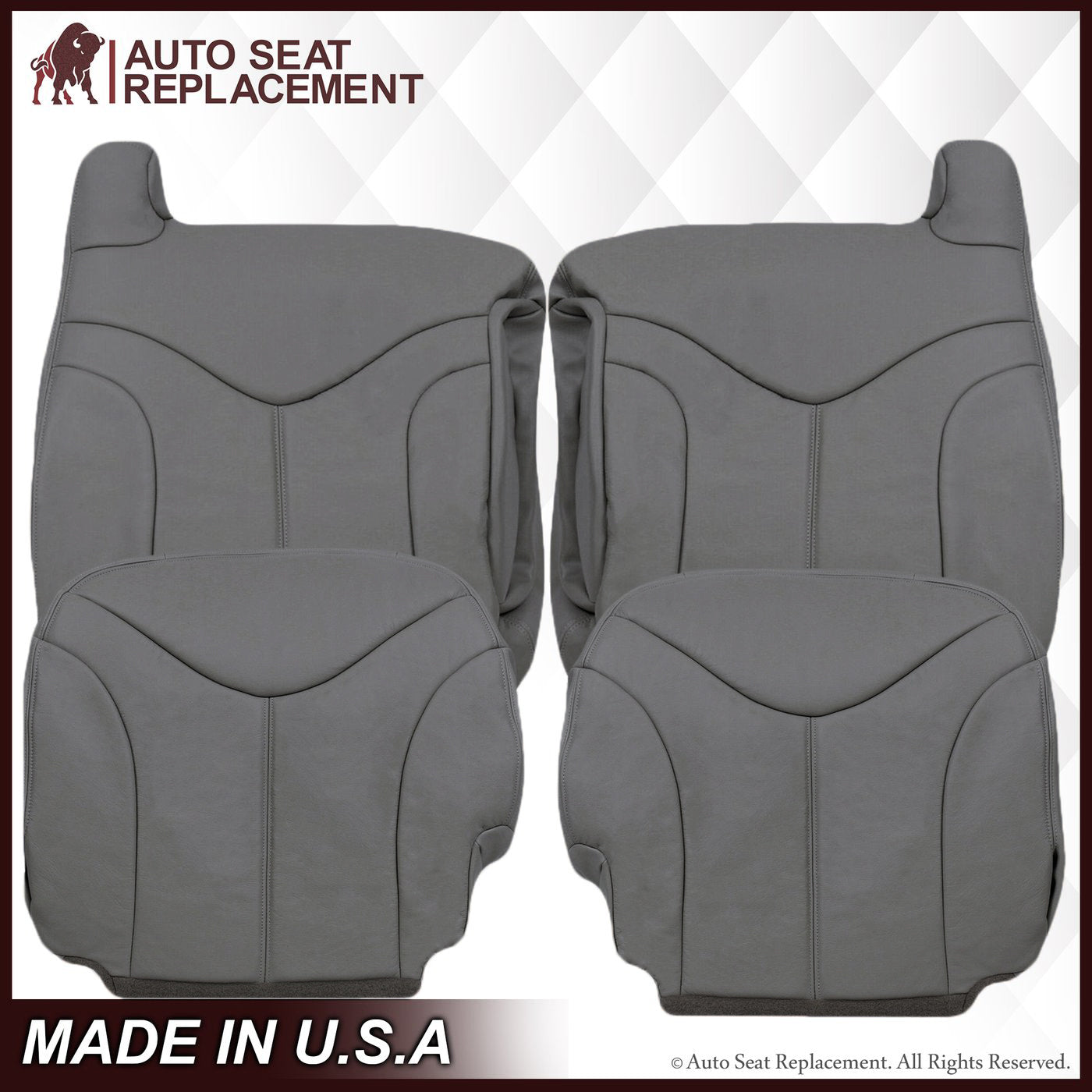 2000-2002 GMC Yukon & Sierra XL Custom Fit Seat Covers - Premium Pewter Gray Car Interior Accessories for Truck & SUV | Perfect for Road Trips, Daily Commute & Off-Road Protection