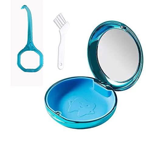 Premium Solid Orthodontic Retainer Case with Magnetic Closure - Includes 1 Retainer Case, 1 Aligner Remover Hook & 1 Cleaning Brush (Blue) | Perfect for Travel, School & Nighttime Storage of Aligners & Dental Retainers