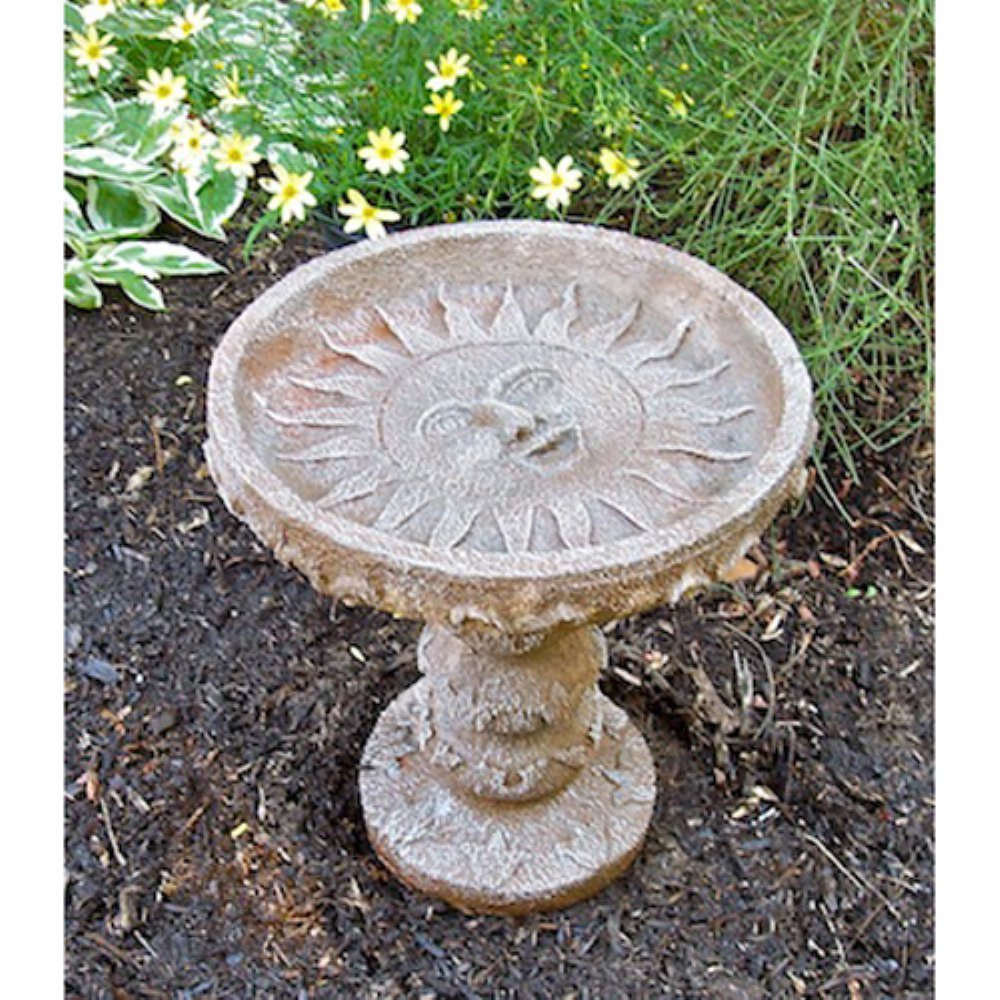 Cast Stone Sun Delight Birdbath Sculpture - Outdoor Garden Decor, Lawn Ornament for Birds - Perfect for Backyard, Patio, and Garden Decoration