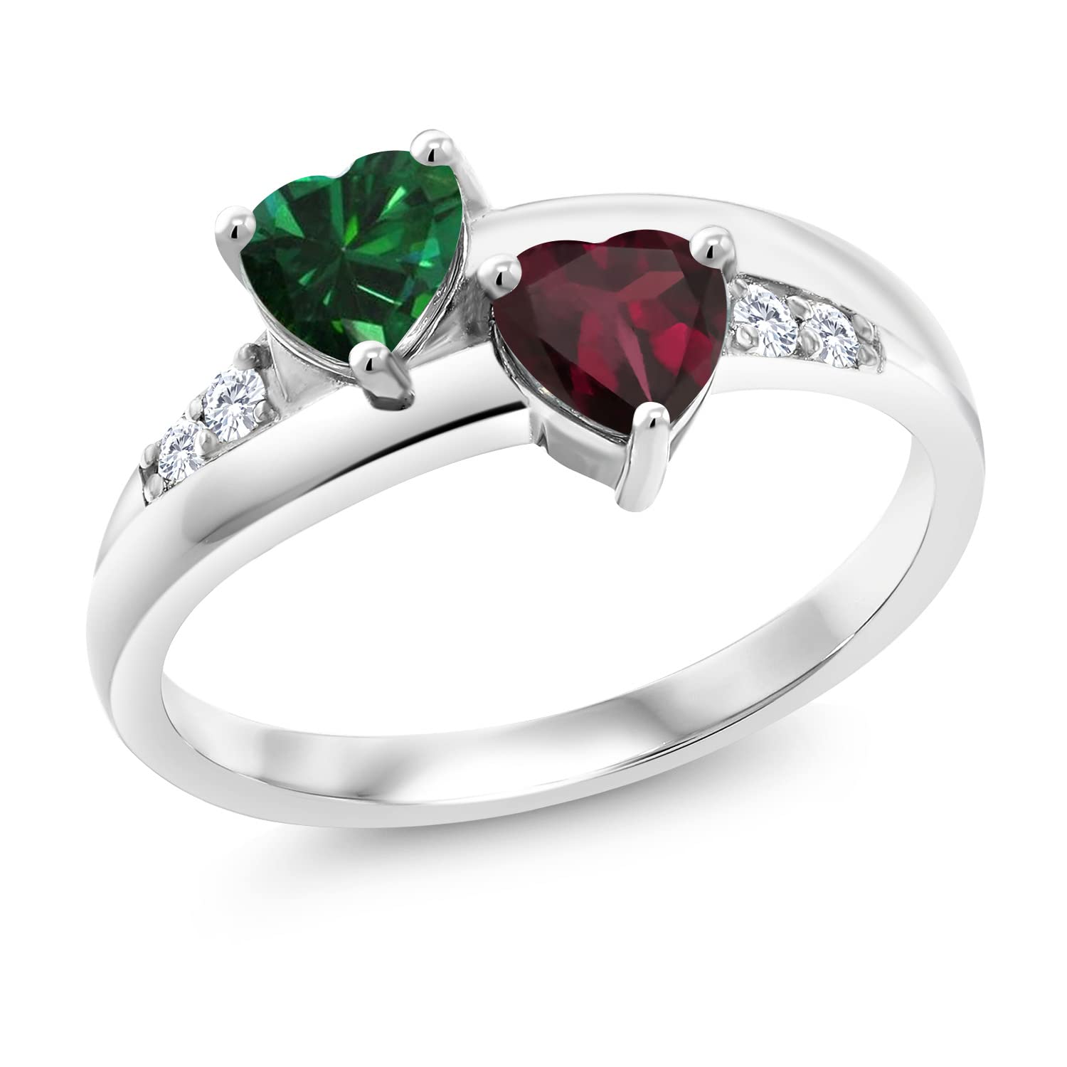 1.13 Ct Green Nano Emerald & Red Rhodolite Garnet 925 Sterling Silver Ring for Women | Elegant Gemstone Jewelry for Engagement, Wedding, Anniversary & Special Occasions