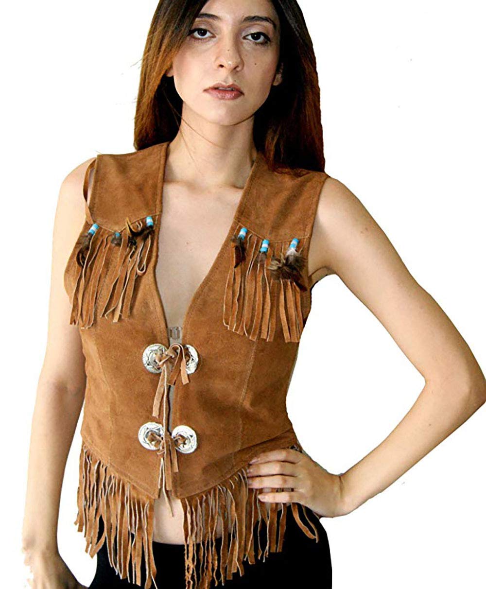 Coolhides Women's Motorcycle Suede Leather Vest - Western Style Biker Jacket for Riding & Outdoor Adventures