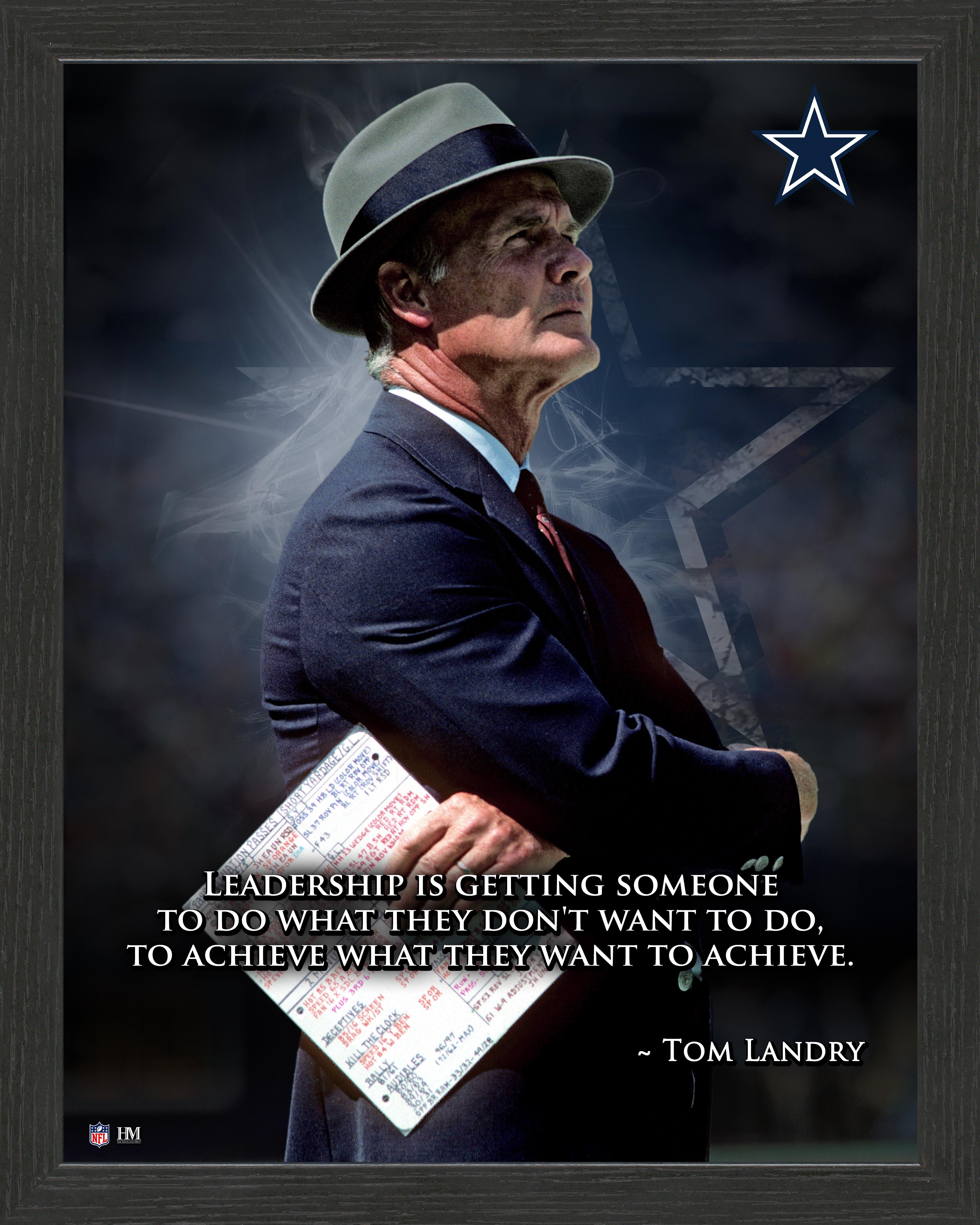 Tom Landry Inspirational Picture Frame - Motivational Wall Decor for Office, Home & Gifts - Perfect for Cowboys Fans & Football Memorabilia Display