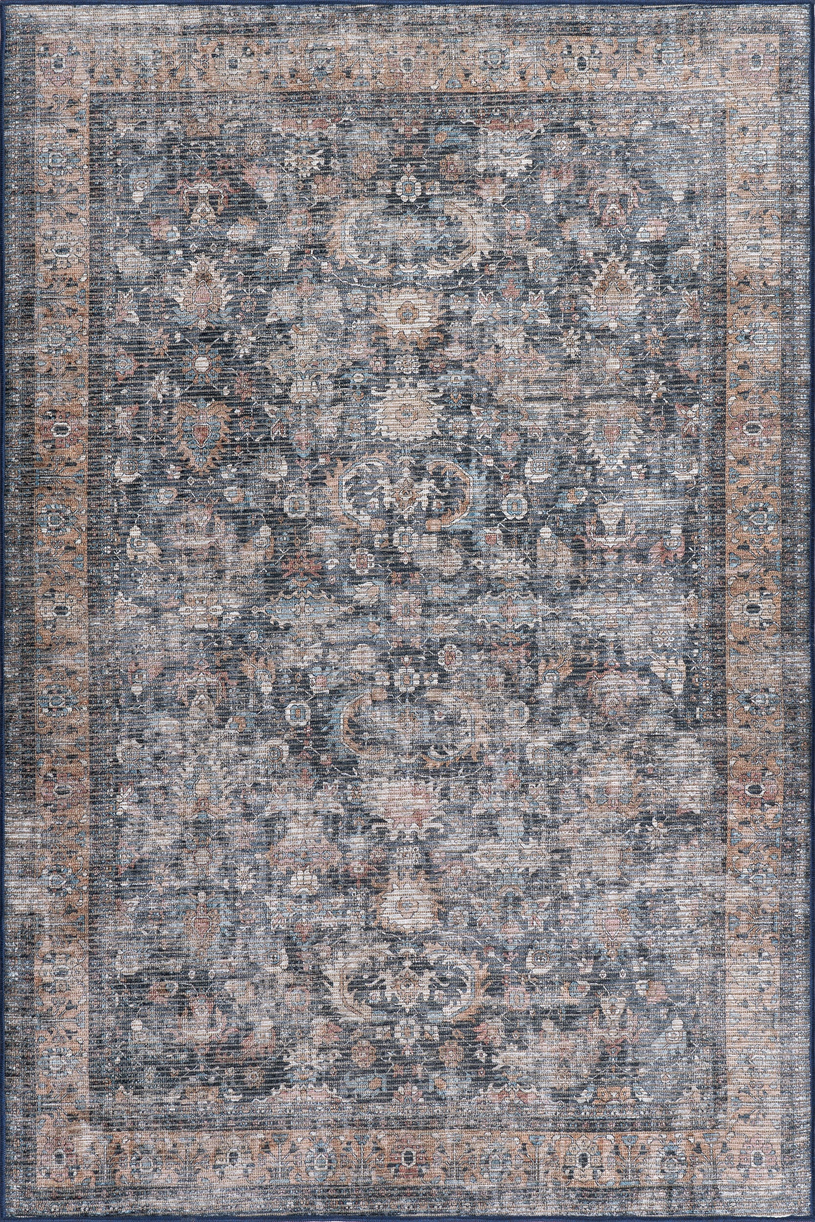 Arleth Medallion Washable Rug - Dark Grey Area Rug for Living Room, Bedroom & Entryway | Stain Resistant & Machine Washable