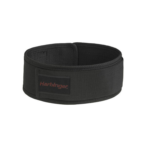 Harbinger 4 Nylon Weightlifting Belt - Premium Black Gym Belt for Powerlifting, CrossFit & Strength Training - Perfect for Deadlifts, Squats & Heavy Lifting Workouts