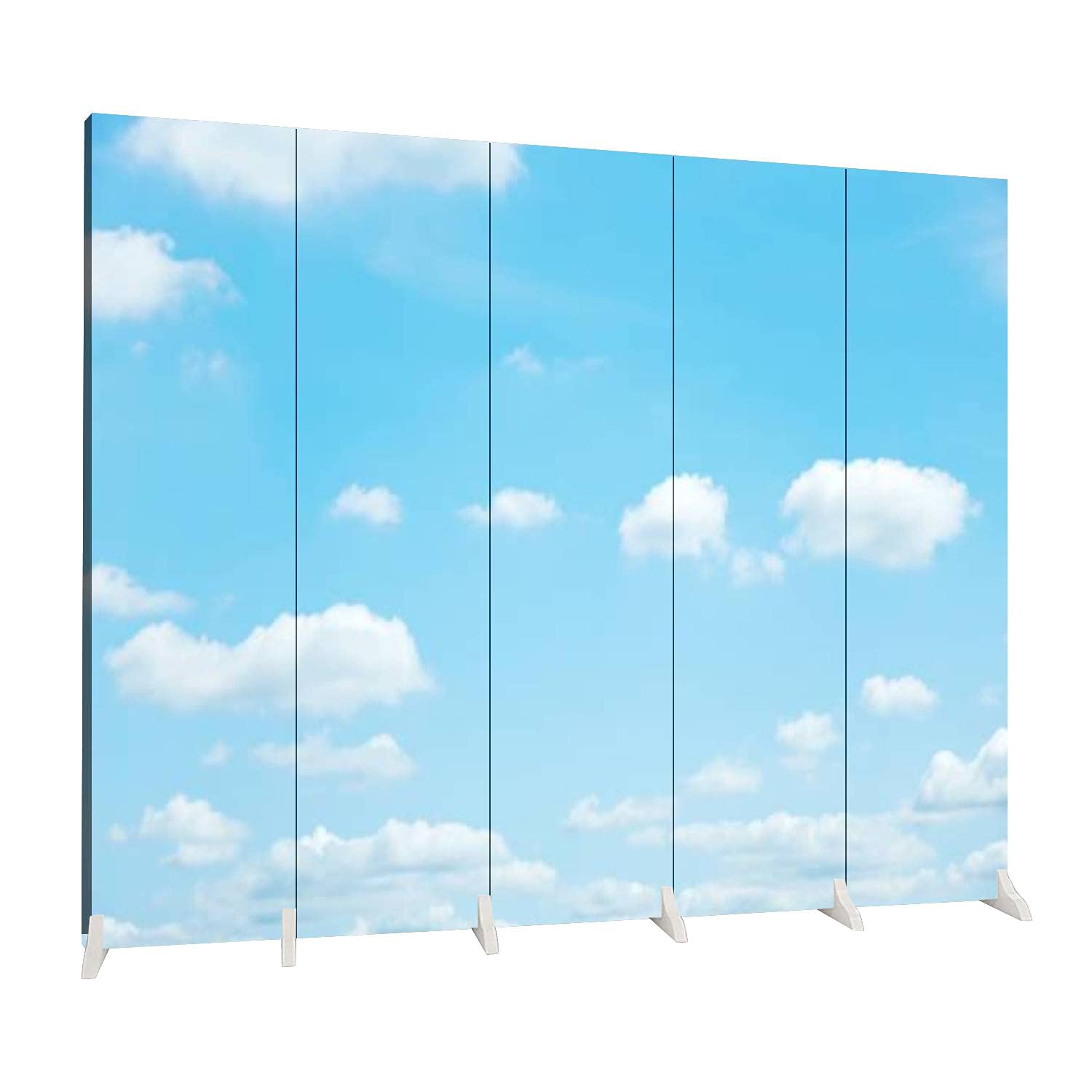 5-Panel Folding Room Divider - Landscape of Clear Sky Canvas Privacy Screen | Freestanding Indoor Partition for Home, Office & Bedroom | Dola-Dola Protective Wall Separator