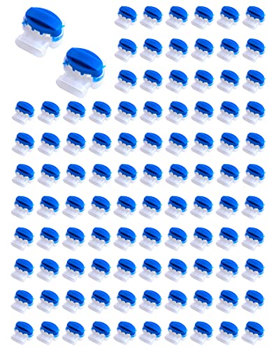 QWORK 100-Pack Waterproof Wire Connectors - 3-Wire Electrical IDC 314-BOX Pigtail Connectors for 22-14 AWG Cables, Moisture Resistant & Flame Retardant - Ideal for Outdoor Lighting, Marine Wiring & Underground Electrical Projects