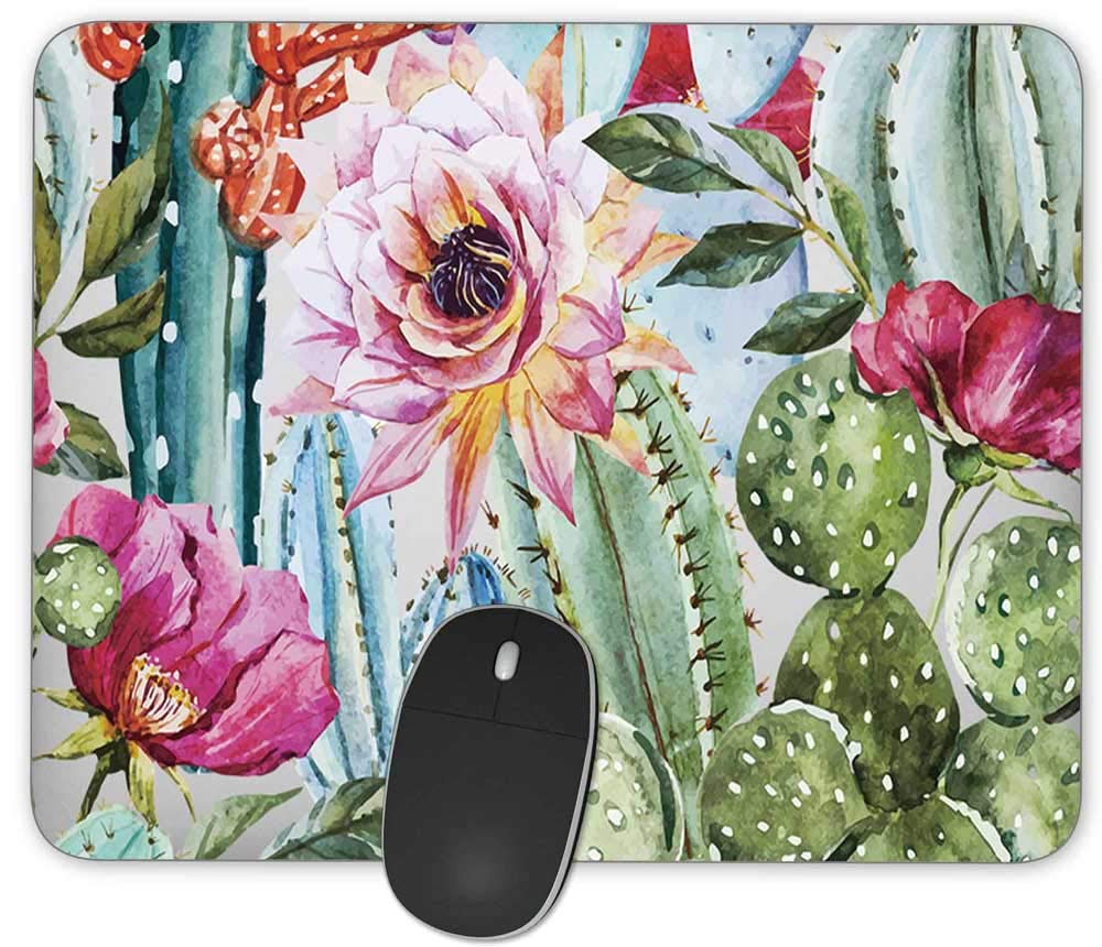 Premium Gaming Mouse Pad with Bright Succulent Cactus Design - 9.84x7.87 Inch Non-Slip Rubber Base - Perfect for PC, Laptop & Office Work
