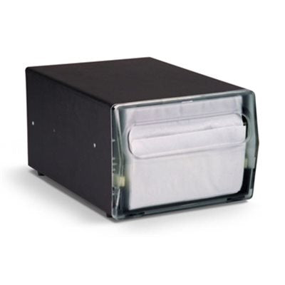 Vollrath Black One-Sided Countertop Full Fold Napkin Dispenser with Clear Faceplate - Perfect for Restaurants, Cafes, and Food Service Businesses