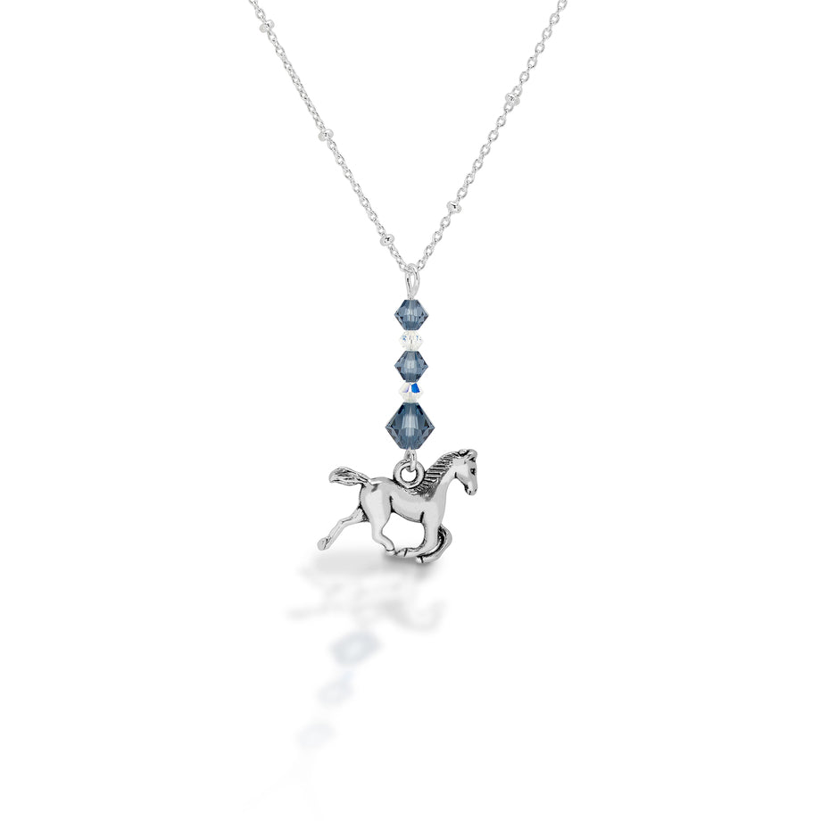 Kasaro Designs Beaded Horse Sterling Silver Chain Necklace for Women - Elegant Dainty Jewelry Gift for Birthday, Anniversary & Everyday Wear