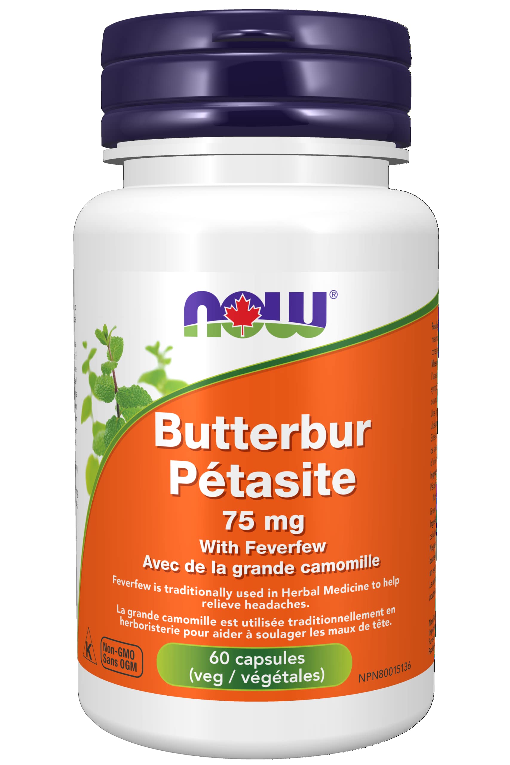 NOW Foods Butterbur with Feverfew Supplement - 60 Vegetarian Capsules for Migraine & Headache Relief - Supports Sinus & Allergy Comfort - Herbal Wellness for Stress & Tension