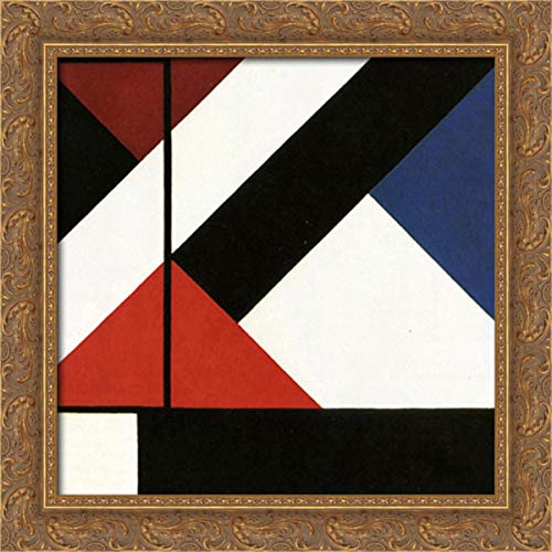 Theo van Doesburg Gold Ornate Wood Framed Canvas Art - 20x20 Inch Abstract De Stijl Painting for Living Room, Bedroom & Office Decor | Modern Wall Art for Home & Office
