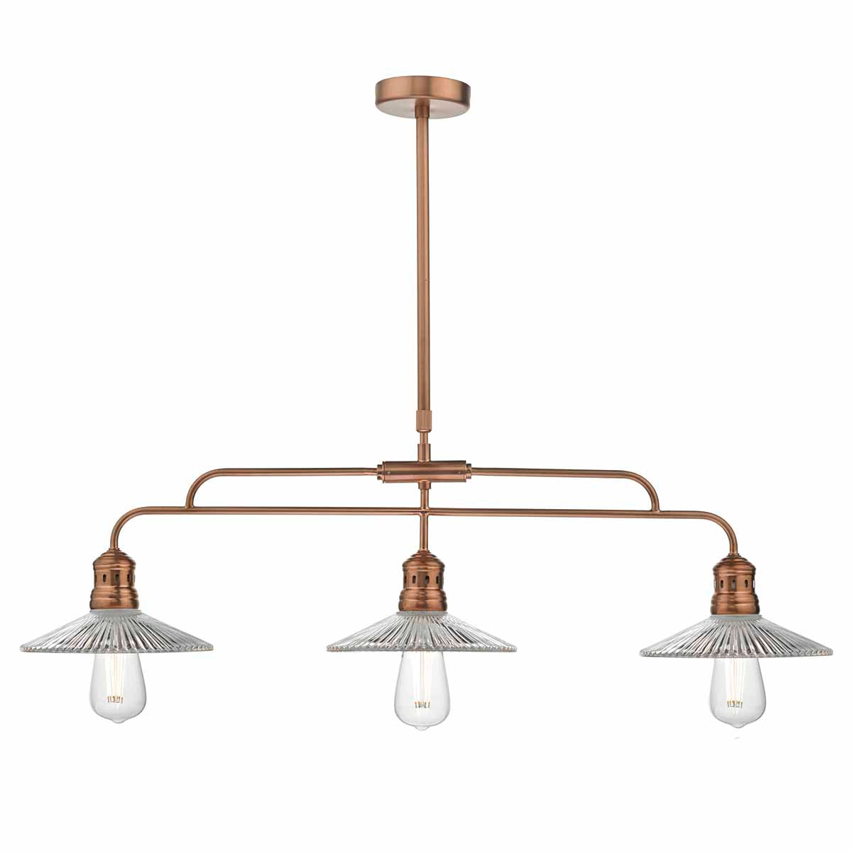 Adeline Brushed Copper & Glass Pendant Light - Modern Kitchen Island Lighting Fixture for Dining Room, Bar, and Farmhouse Decor