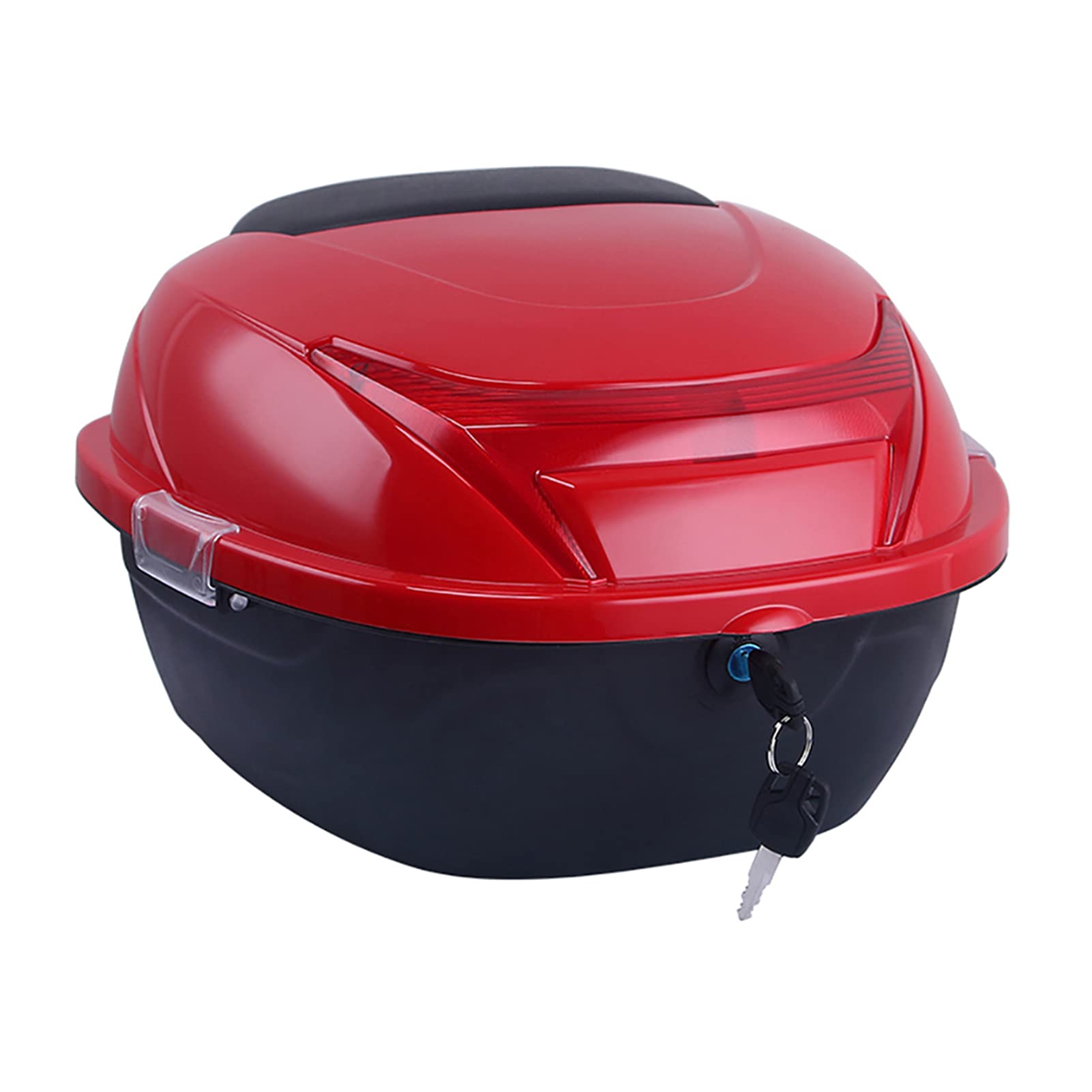 Universal Motorcycle Rear Top Box - 37x32.5x24.5cm Hard Lockable Storage Case for Helmet & Luggage - Waterproof Tail Trunk Carrier for Motorbike, Scooter, Moped - Perfect for Commuting, Touring & Daily Storage