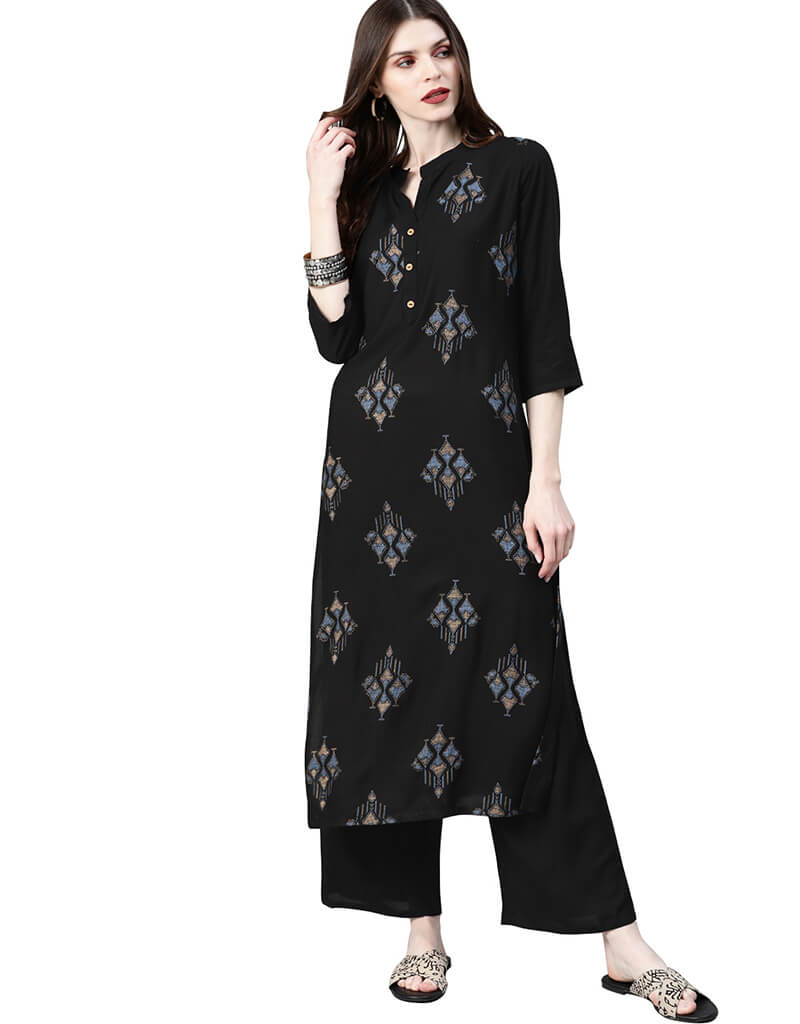 Black Rayon Palazzo Straight Pants for Women - Comfortable Wide Leg Trousers for Office, Travel & Casual Wear