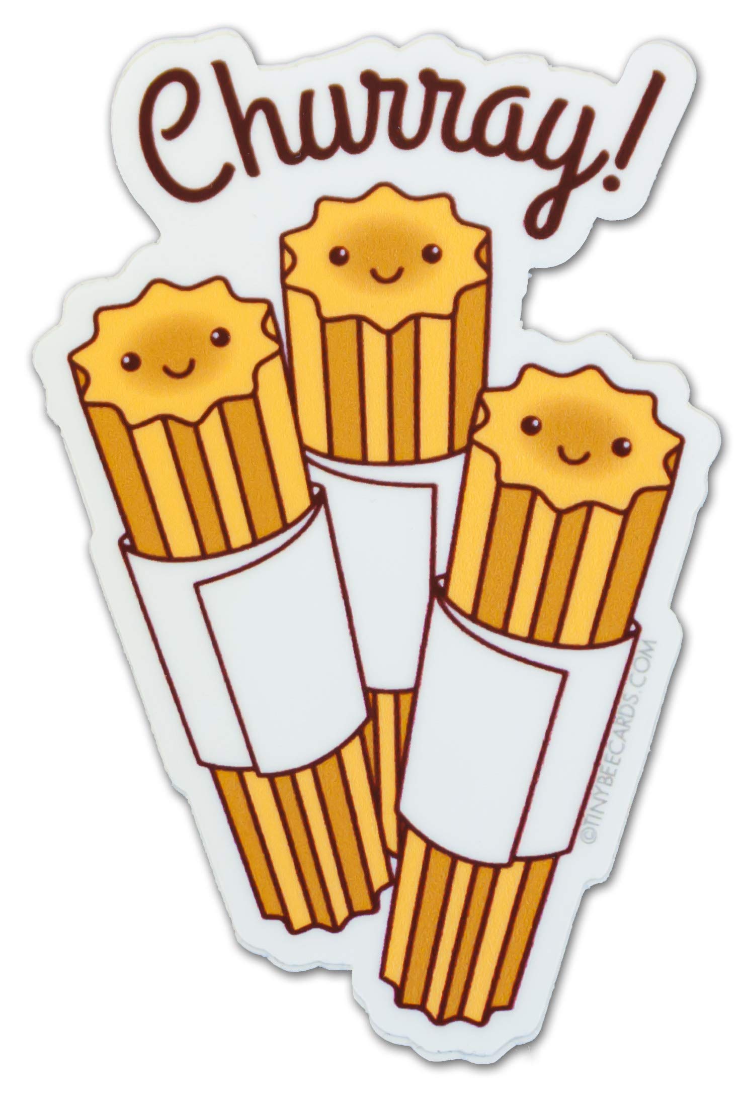 Happy Churro Vinyl Sticker 'Churray!' - Cute Mexican Dessert Decal, Kawaii Foodie Gift, Dishwasher Safe for Laptops, Water Bottles & Notebooks - Perfect for Food Lovers & Mexican Culture Enthusiasts