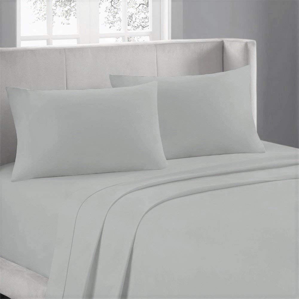 500 TC 1-Piece Flat Sheet Olympic Queen Size - 100% Egyptian Cotton - Silver Grey Solid Pattern | Luxury Bedding for Hotels, Guest Rooms & Upscale Homes