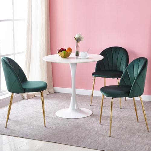 Modern Green & Black Velvet Dining Chairs Set of 2 - Golden Iron Tube Legs with Comfortable Backrest - Perfect for Dining Room, Living Room, Cafe & Home Decor