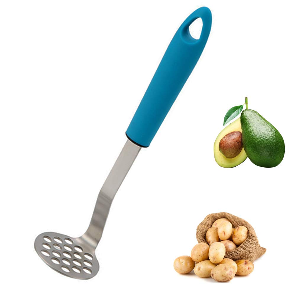 Premium 304 Stainless Steel Potato Masher - Heavy Duty Bean & Vegetable Masher for Smooth Puree - Perfect for Mashed Potatoes, Baby Food & Cooking Prep