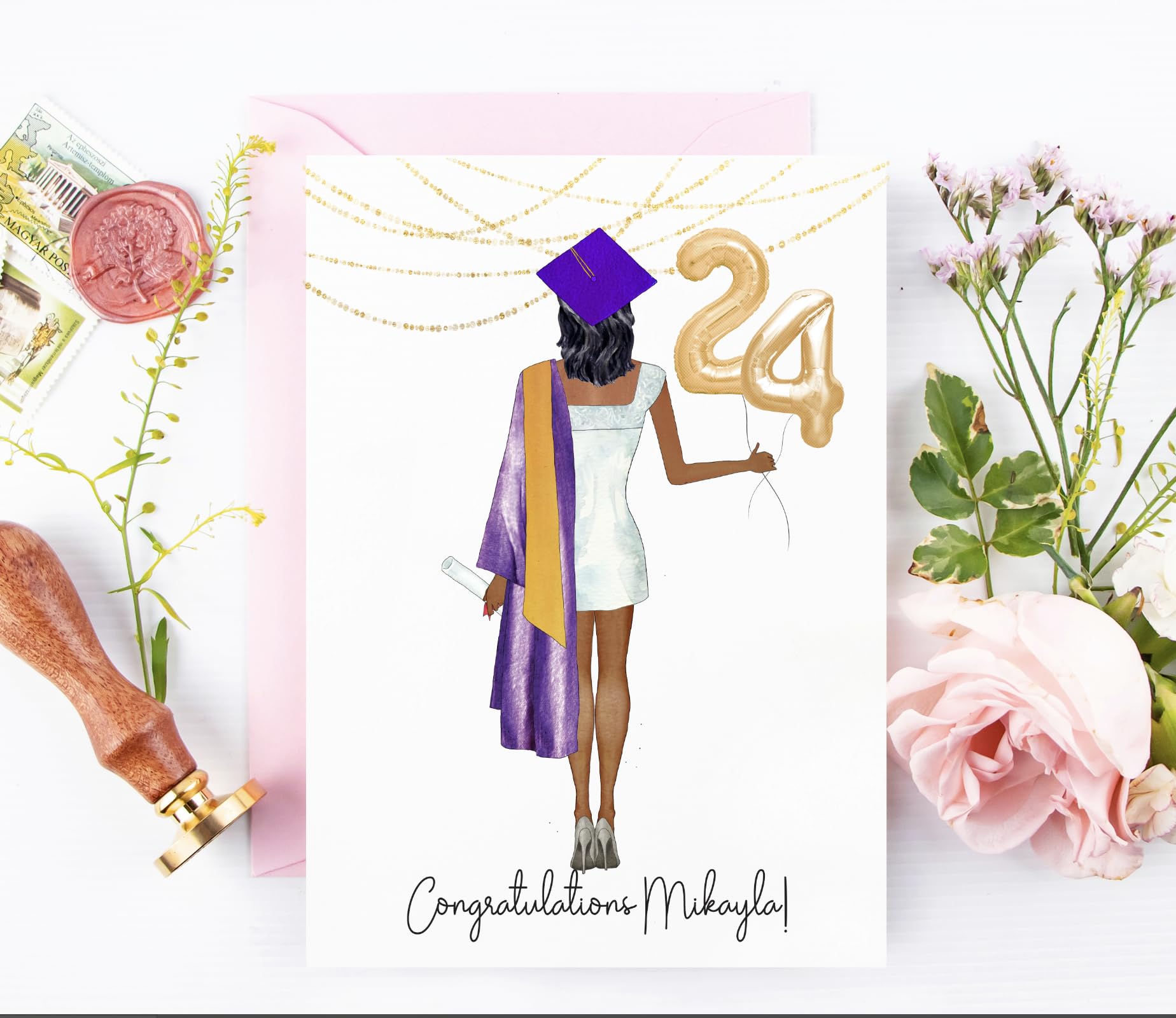 2024 Graduation Card for Her - Personalized College & University Graduation Greeting Card | High School Graduate Gift | Perfect for Graduation Ceremony & Party Celebrations