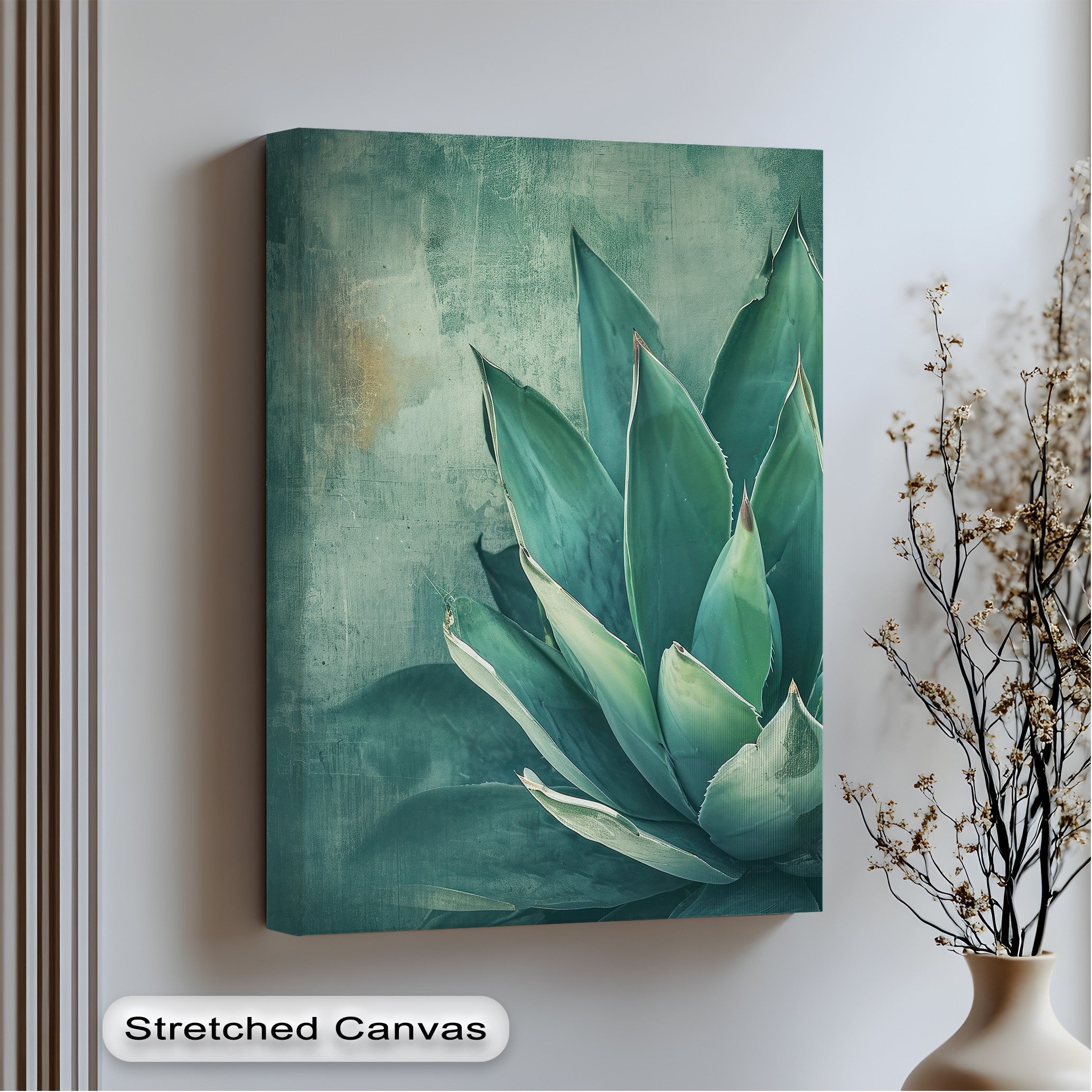 Agave Serenity - Stunning Succulent Plant Close-Up Canvas Wall Art Print | Perfect for Home, Office & Living Room Decor