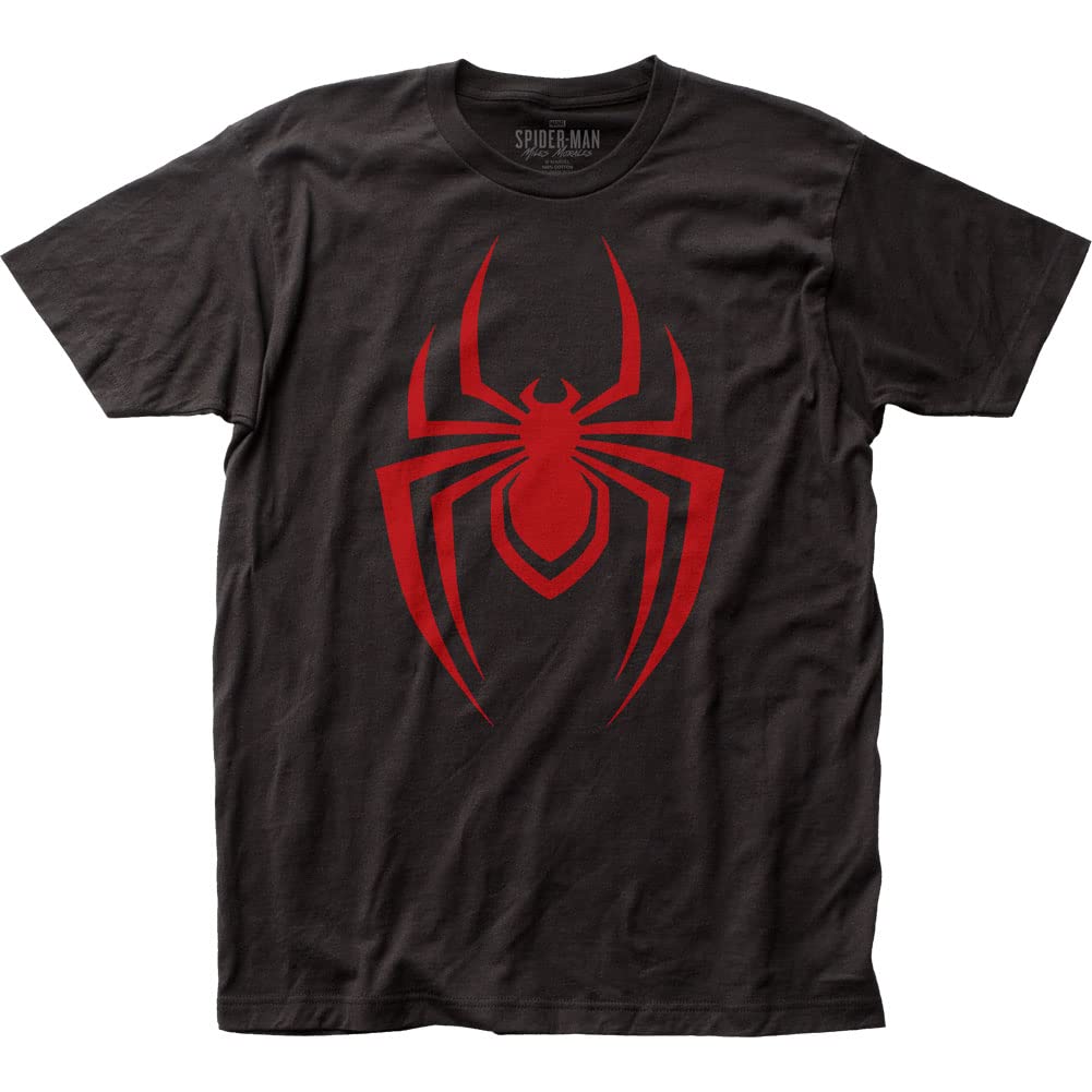 Spider-Man Miles Morales Symbol Fitted Jersey Tee - Official Marvel Superhero Graphic T-Shirt for Men & Women - Perfect for Cosplay, Comic Con & Everyday Wear