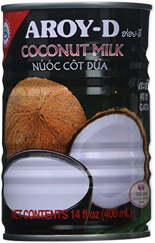 AROY-D Premium Coconut Milk 14 Oz Cans (Pack of 6) - Rich & Creamy for Thai Cooking, Smoothies, Baking & Vegan Recipes - BPA-Free, Gluten-Free & Dairy-Free