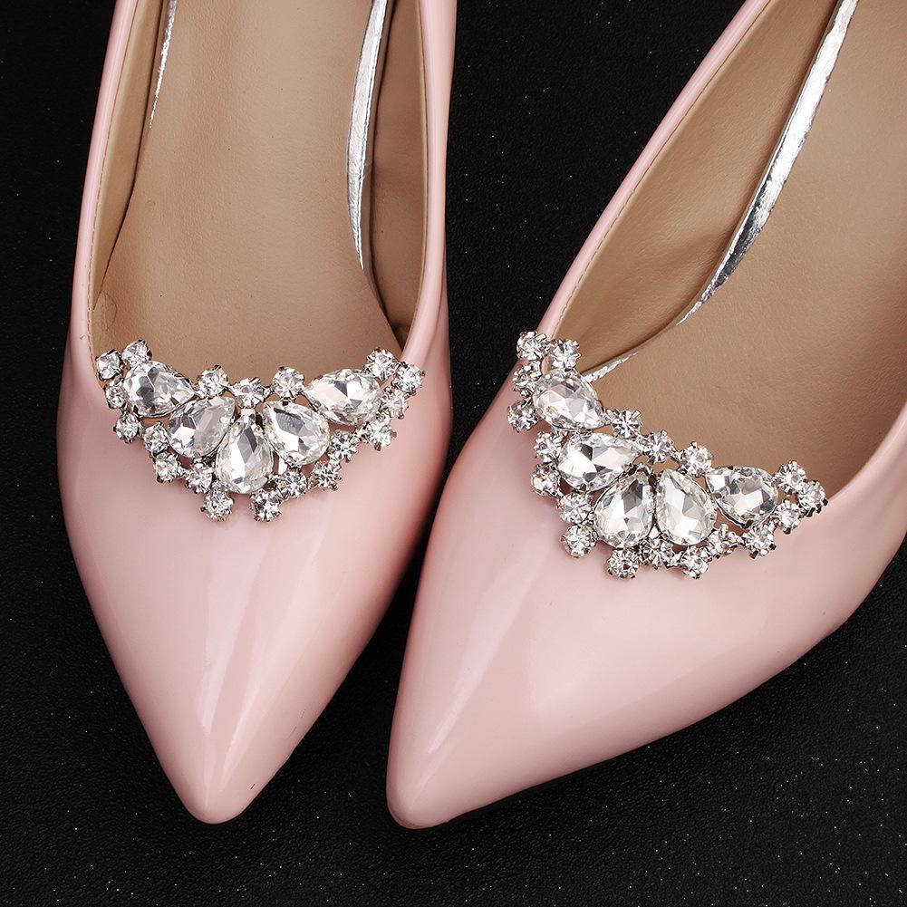 1 Pair Elegant Rhinestone Shoe Buckles for Wedding Shoes - Bride's Crystal Shoe Clips for Prom, Evening Gowns & Special Occasions