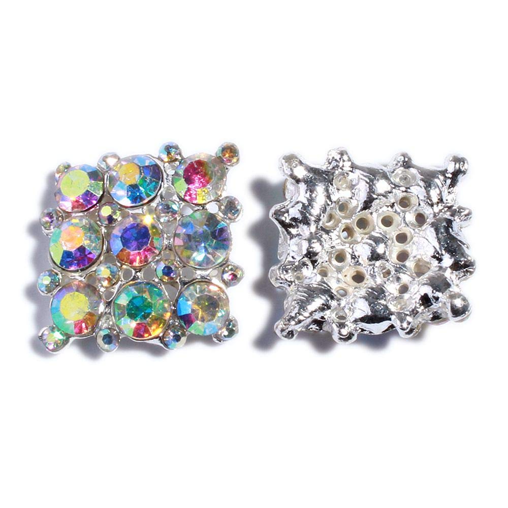 50PCS 0.78 Inch 20mm Silver Metal Glass Crystal Rhinestone Flatback Buttons - DIY Embellishments for Headbands, Hair Accessories, Wedding Bouquets, Invitations & Craft Projects