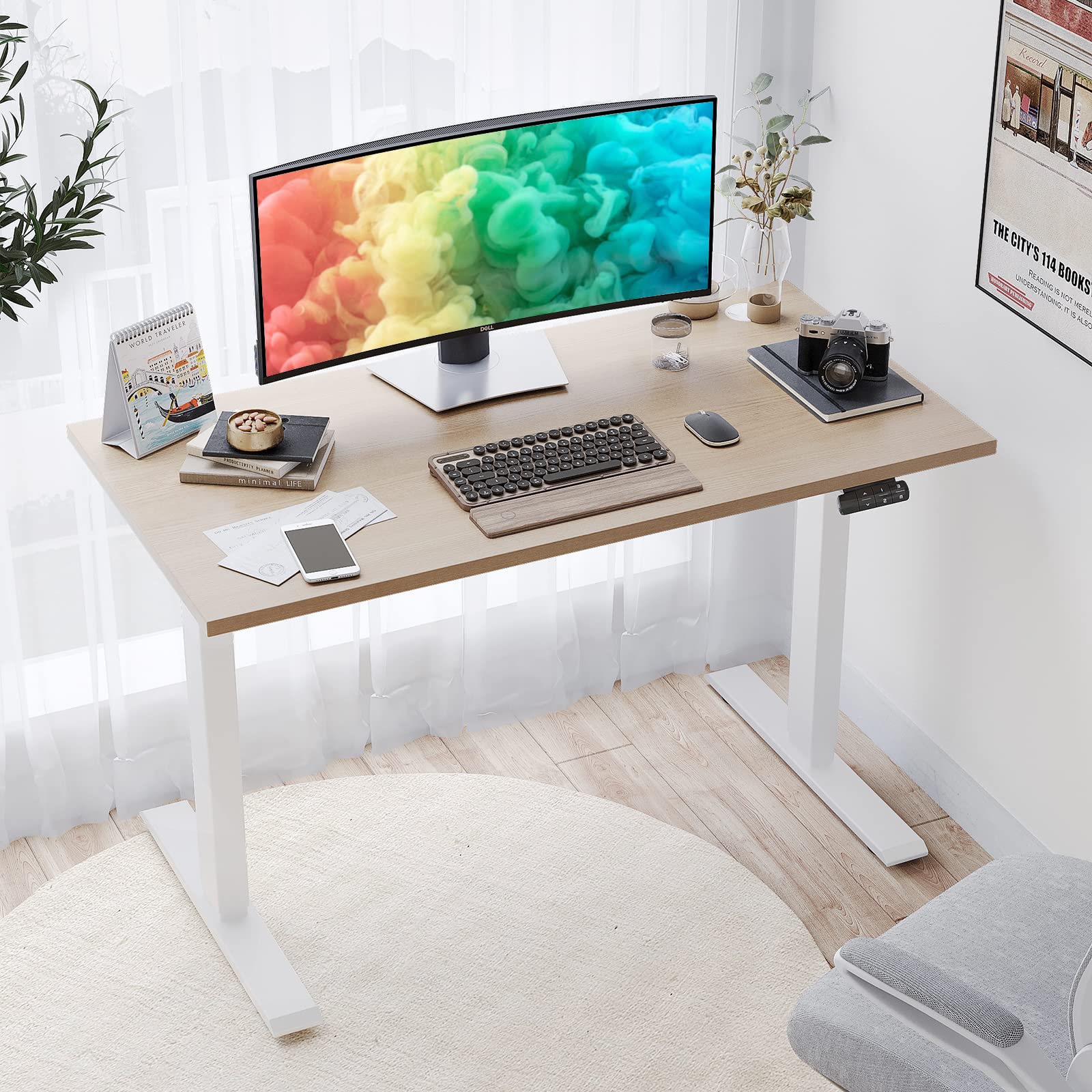 Smart Dual Motor Electric Standing Desk - 48 x 24 Inch Adjustable Height Home Office Desk with Easy 10-Min Assembly | Perfect for Work from Home, Gaming & Study (Sit to Stand Computer Desk)