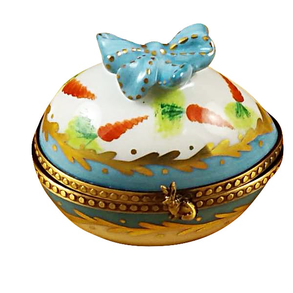 Elegant Bow-Tied Egg with Bunny Limoges Porcelain - Perfect for Easter Decorations & Spring Home Décor