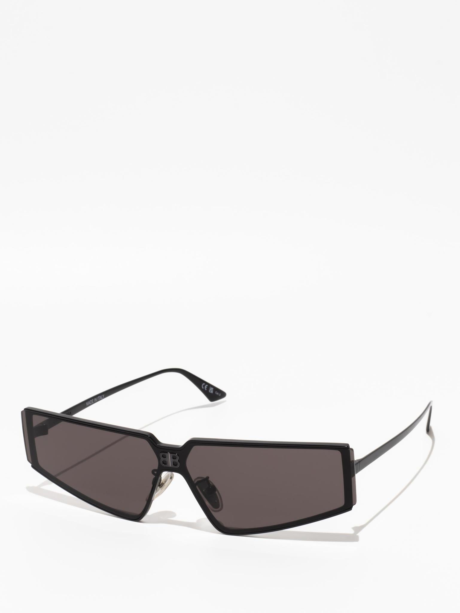 BALENCIAGA SHIELD 2.0 RECTANGLE SUNGLASSES - Black UV Protection Sunglasses for Men & Women (Model BB0192S 001) | Fashion Luxury Shades for Outdoor, Beach, and Driving