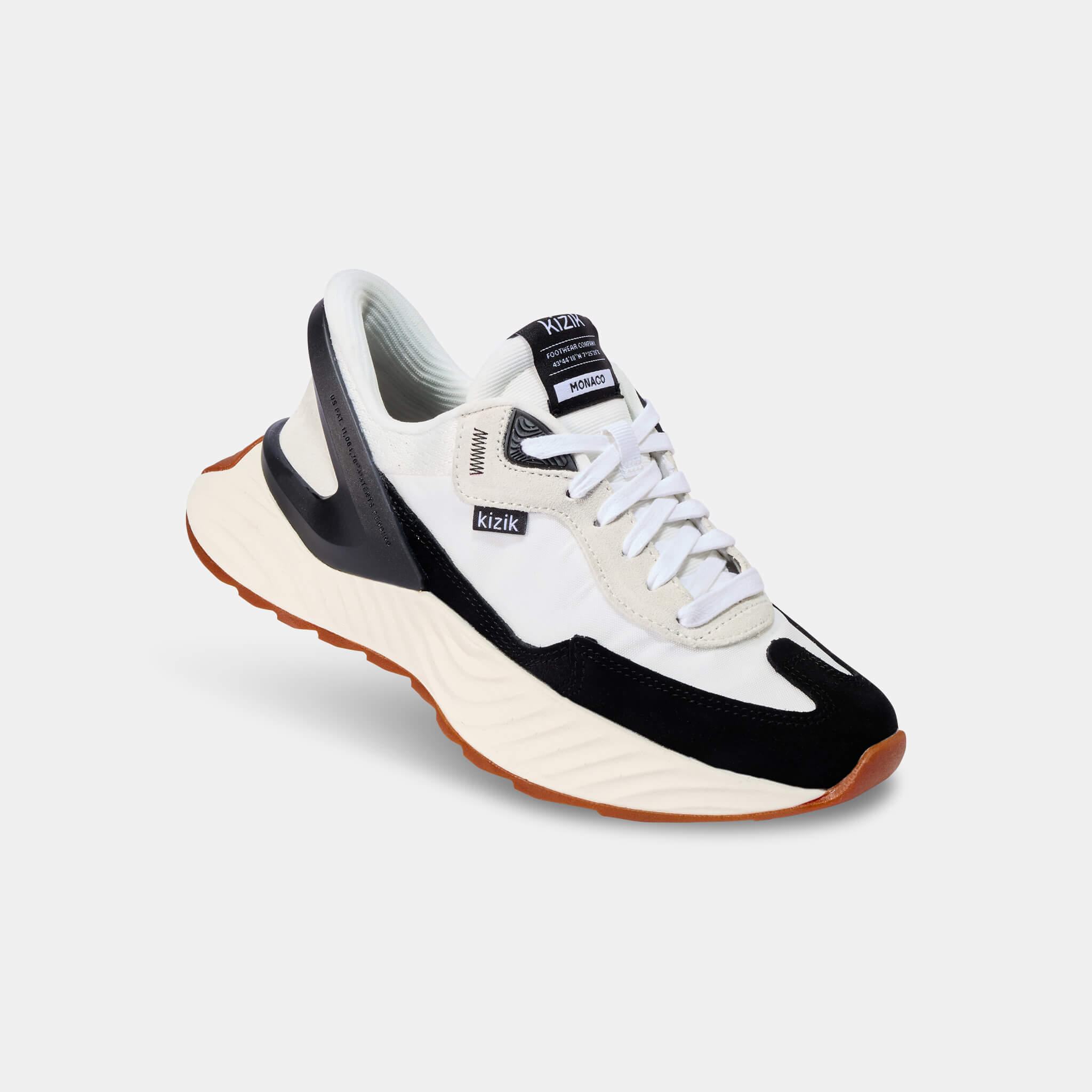 Women's Monaco Sneakers - White & Black Casual Shoes for Walking, Running & Everyday Wear