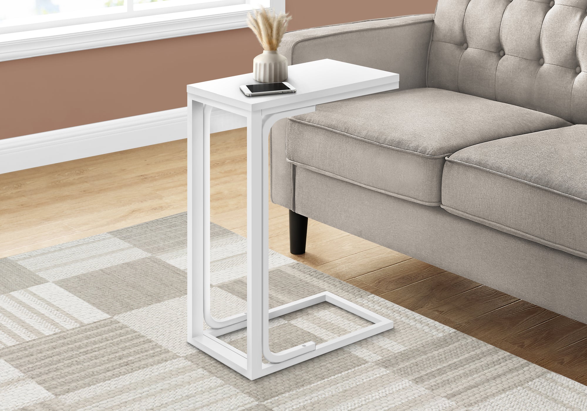Modern White Metal Accent Table - 25 Inches Height - Perfect for Living Room, Bedroom, or Entryway Decor