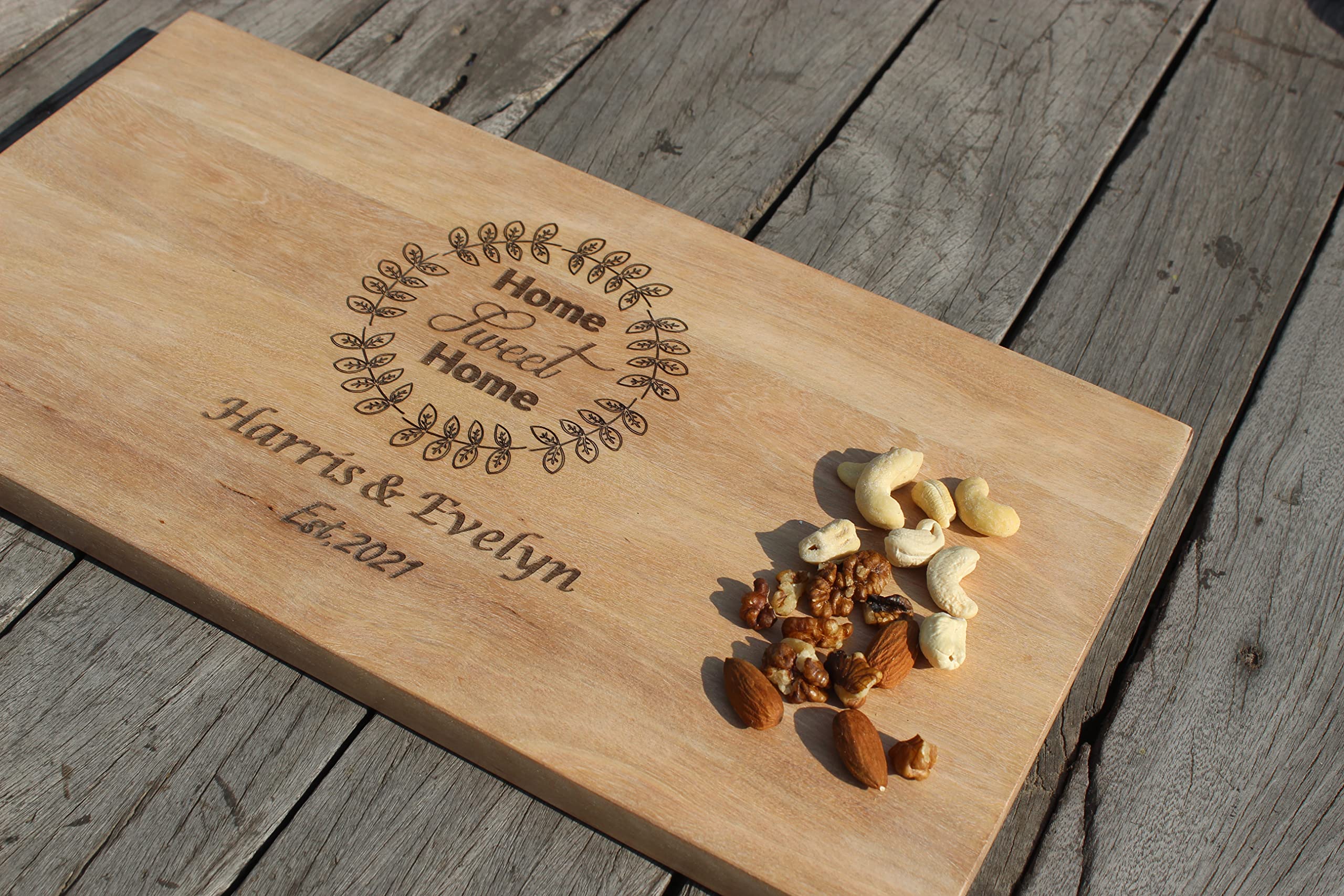 Personalized Wooden Cutting Board - Custom Housewarming Gift for New Homeowners, Couples, or Closing Gifts (15x8 Inch) - Perfect for Kitchen Decor, Wedding Registry, and First Home Celebrations