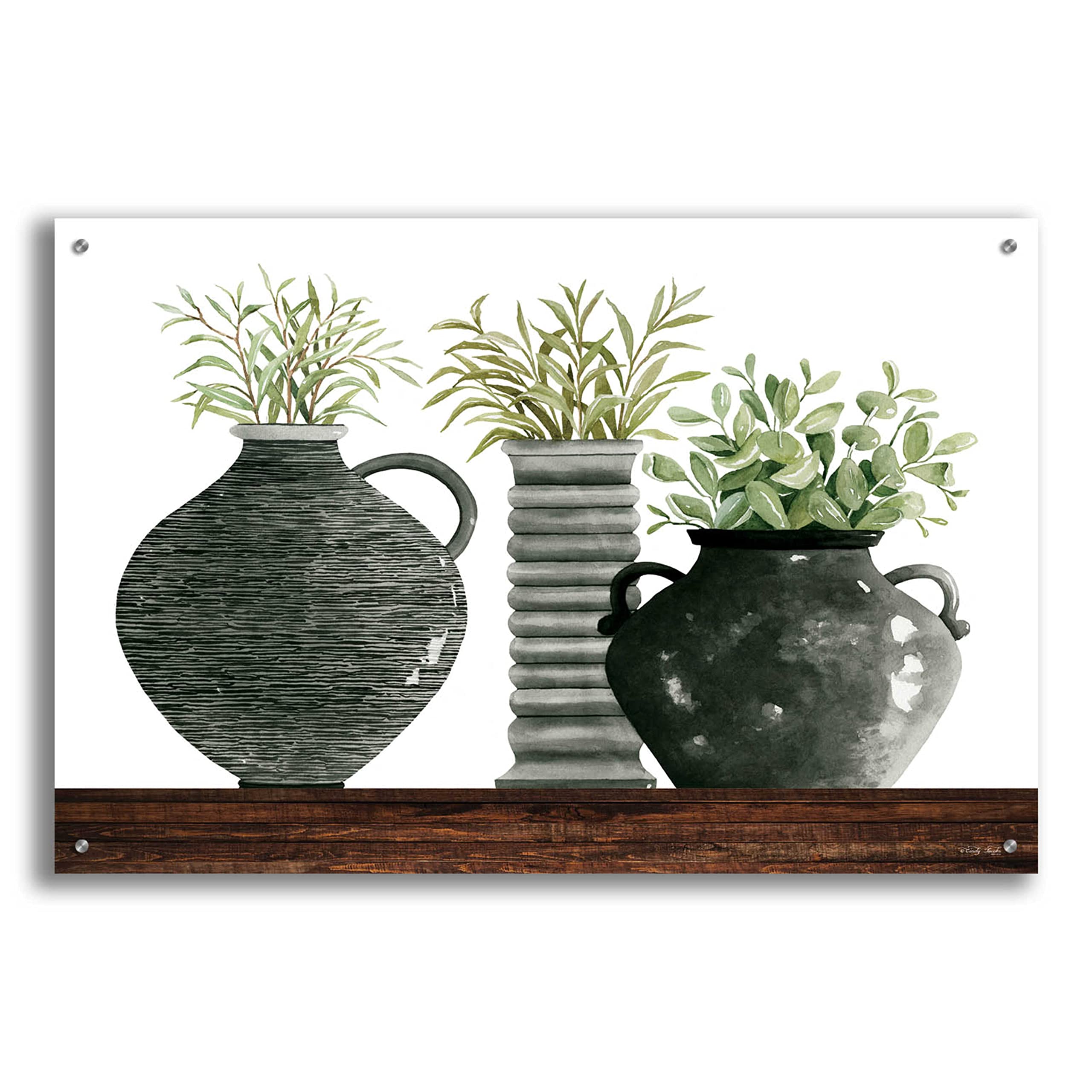 Epic Art 'Black Vase Set' by Cindy Jacobs - Acrylic Glass Wall Art Decor 36x24 Inches - Perfect for Living Room, Bedroom & Office Wall Decor