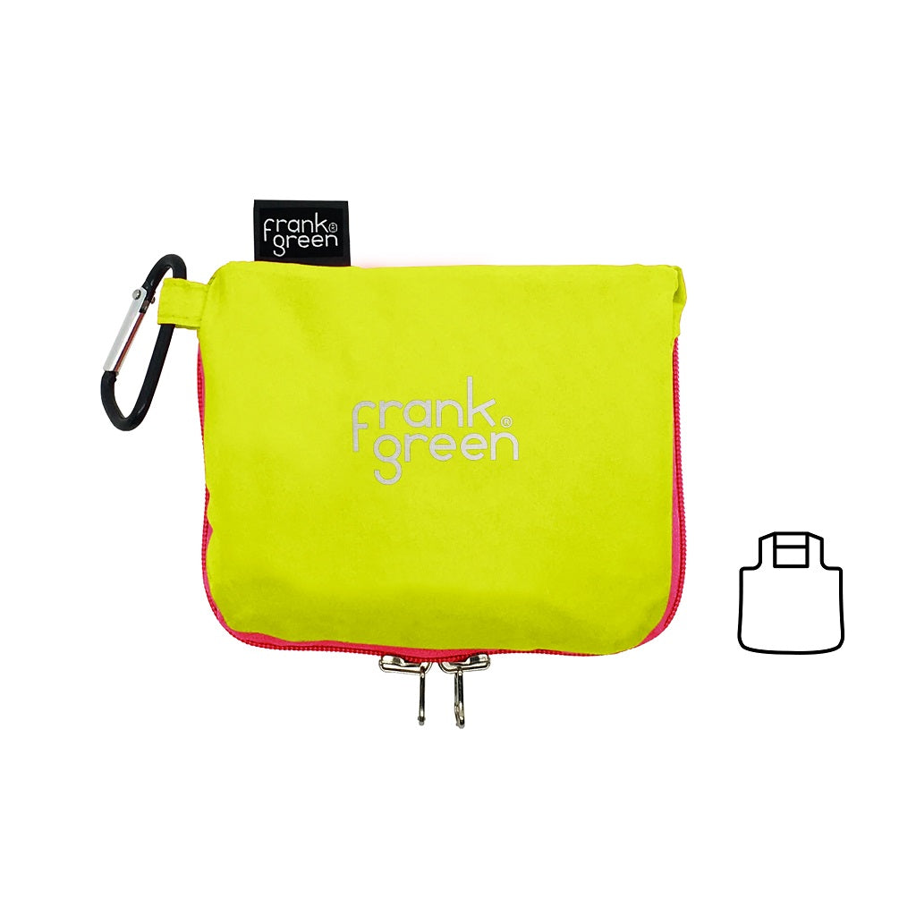 Frank Green Reusable Shopping Tote Bag - Eco-Friendly Grocery Bag in Vibrant Neon Yellow & Pink | Perfect for Groceries, Beach Trips & Daily Errands