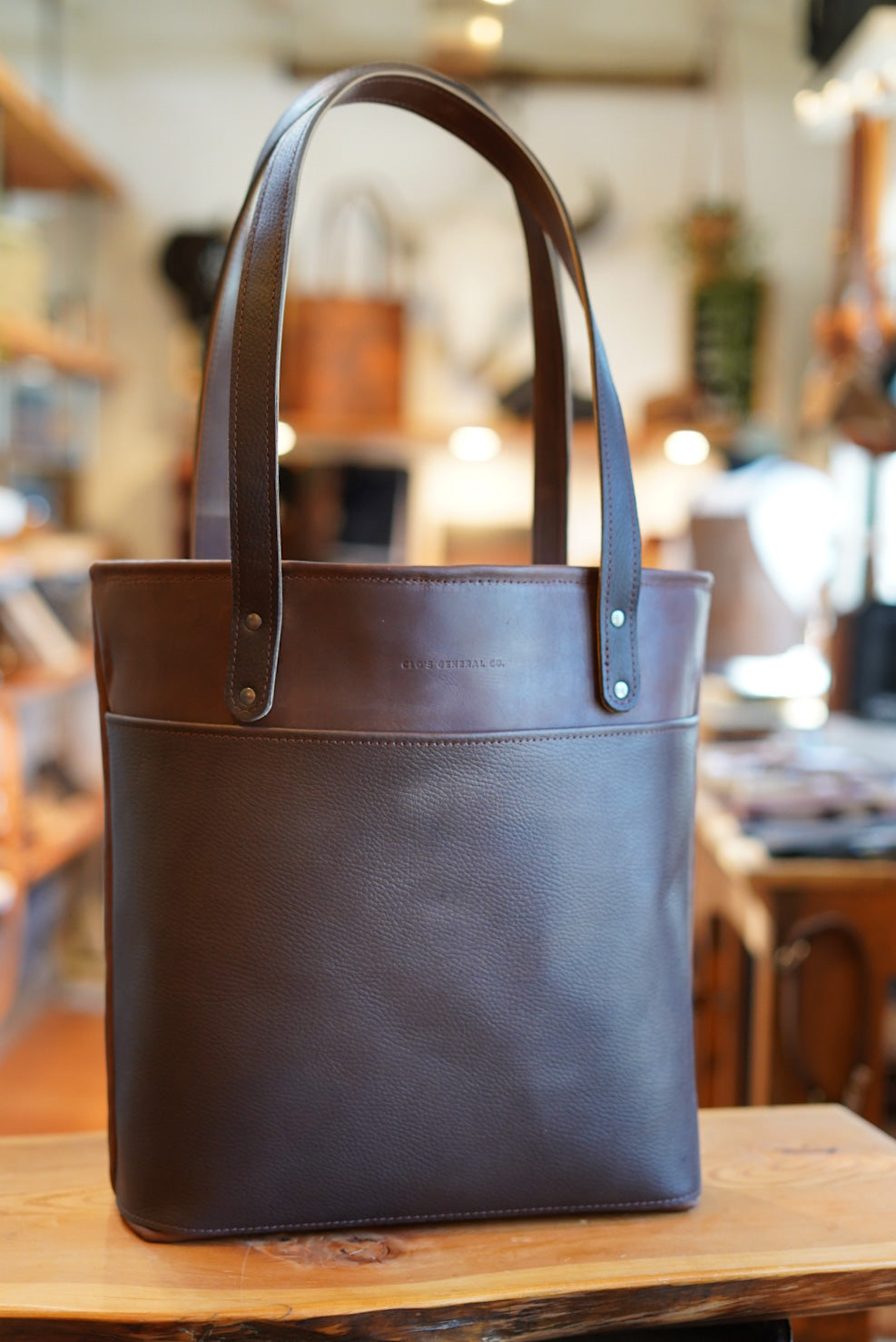 Premium Two-Tone Tote Bag - Dark Amber Harness & Rock River Cappuccino - Stylish & Durable Carryall for Work, Shopping & Travel