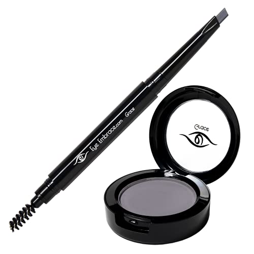 Medium Gray Eyebrow Pencil & Powder Kit - Natural Looking Eyebrow Makeup Set for Perfectly Defined Brows | Everyday Use & Professional Makeup