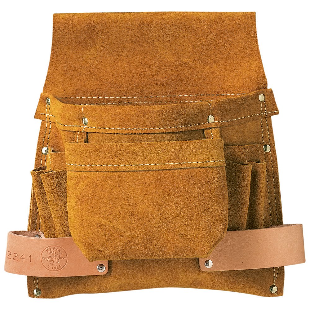 Klein Tools 42241 6-Pocket Tool Pouch for Nails, Screws & Tools - Perfect for Electricians & DIY Projects