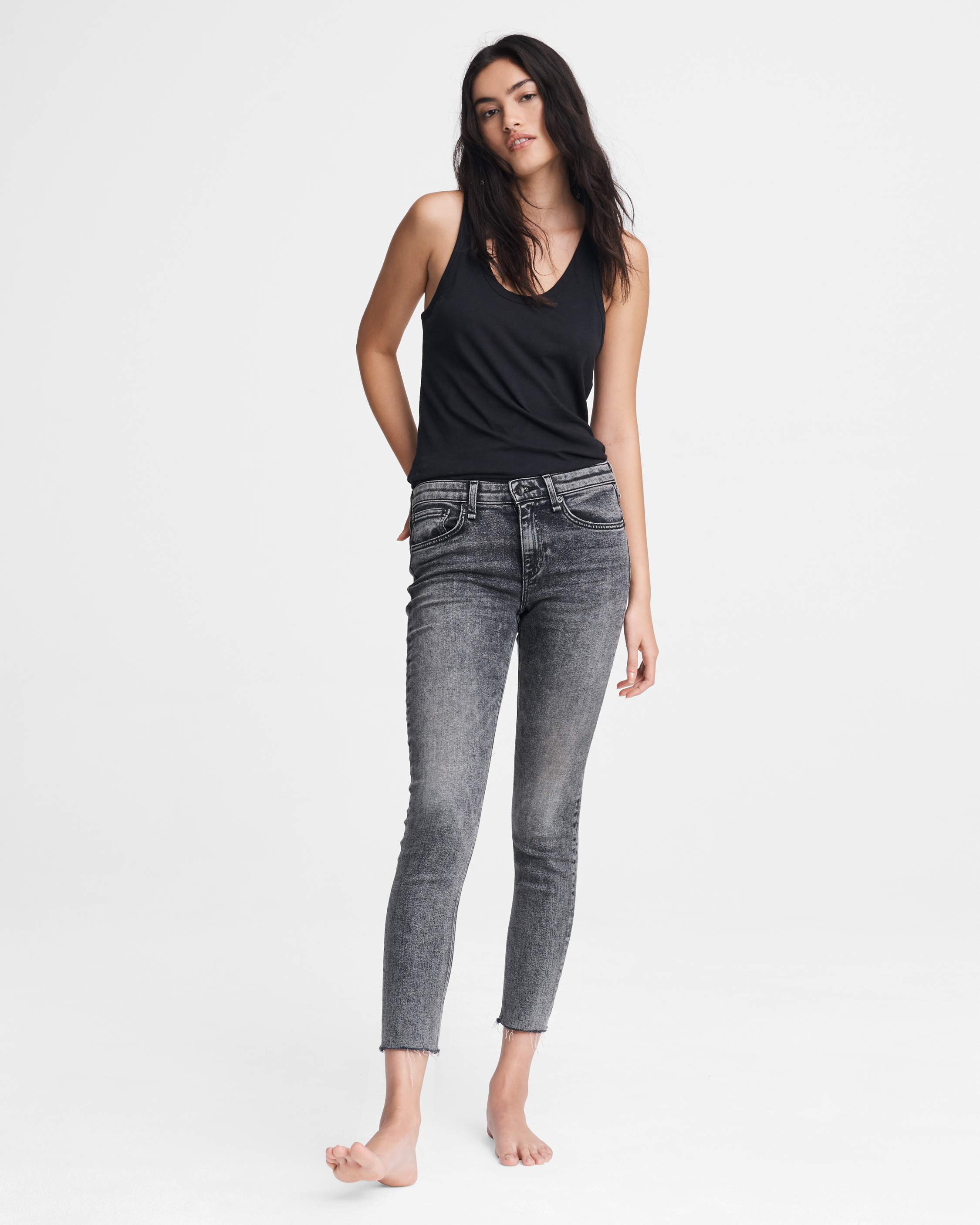 Cate Mid Rise Skinny Jeans for Women - Black Sage Wash Slim Fit Stretch Denim Pants | Perfect for Casual Wear, Office & Date Nights