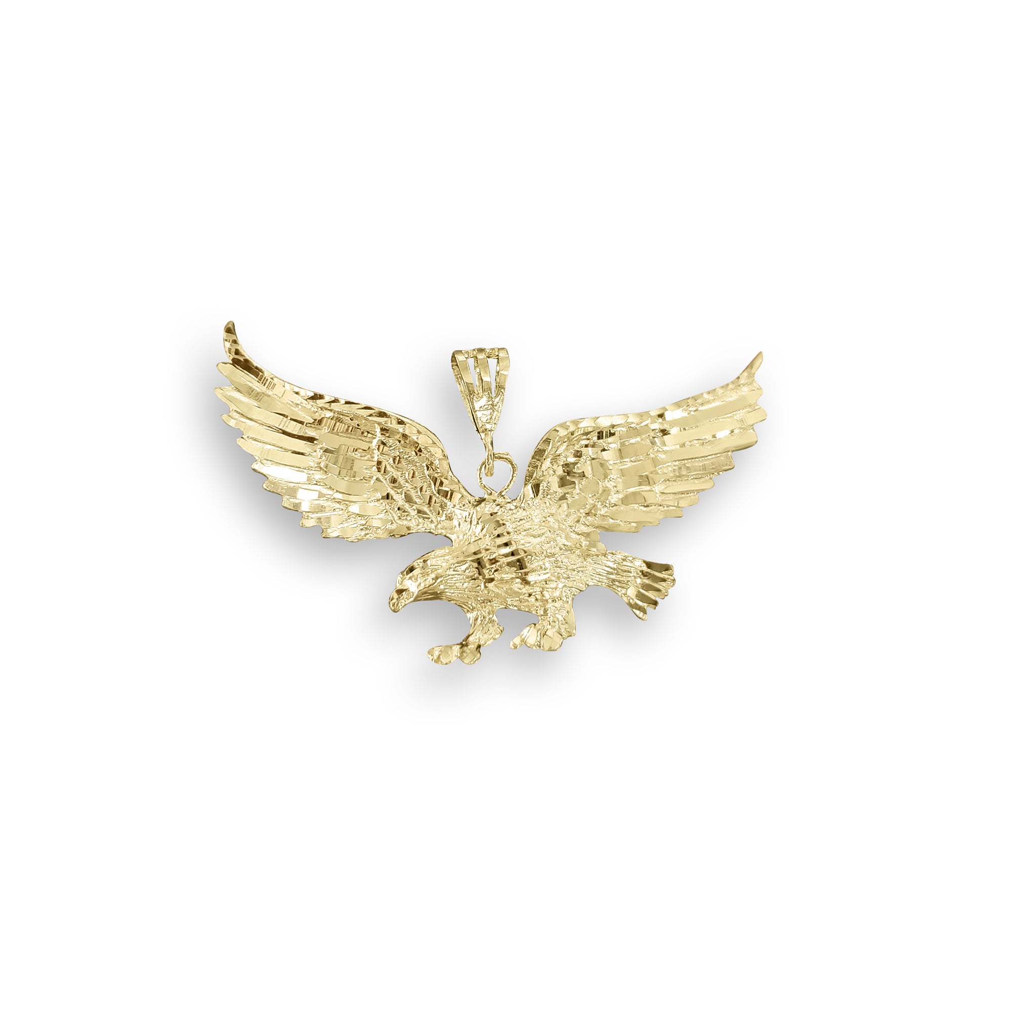 14K Yellow Gold Diamond-Cut Eagle Perched on Branch Necklace - Elegant Jewelry for Women, Perfect for Gifts, Parties & Special Occasions