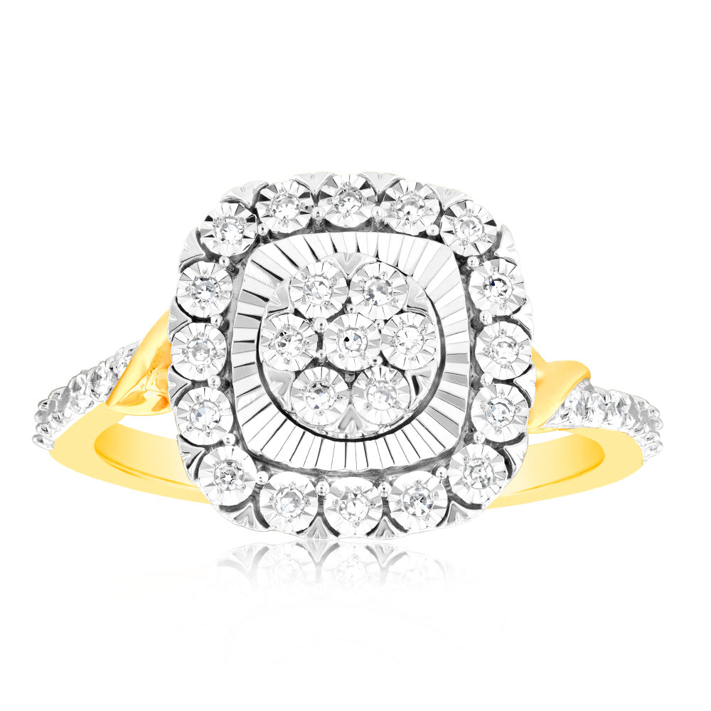 1/10 Carat Lab Grown Diamond Ring in 9K Yellow Gold - Elegant Engagement & Wedding Jewelry for Women