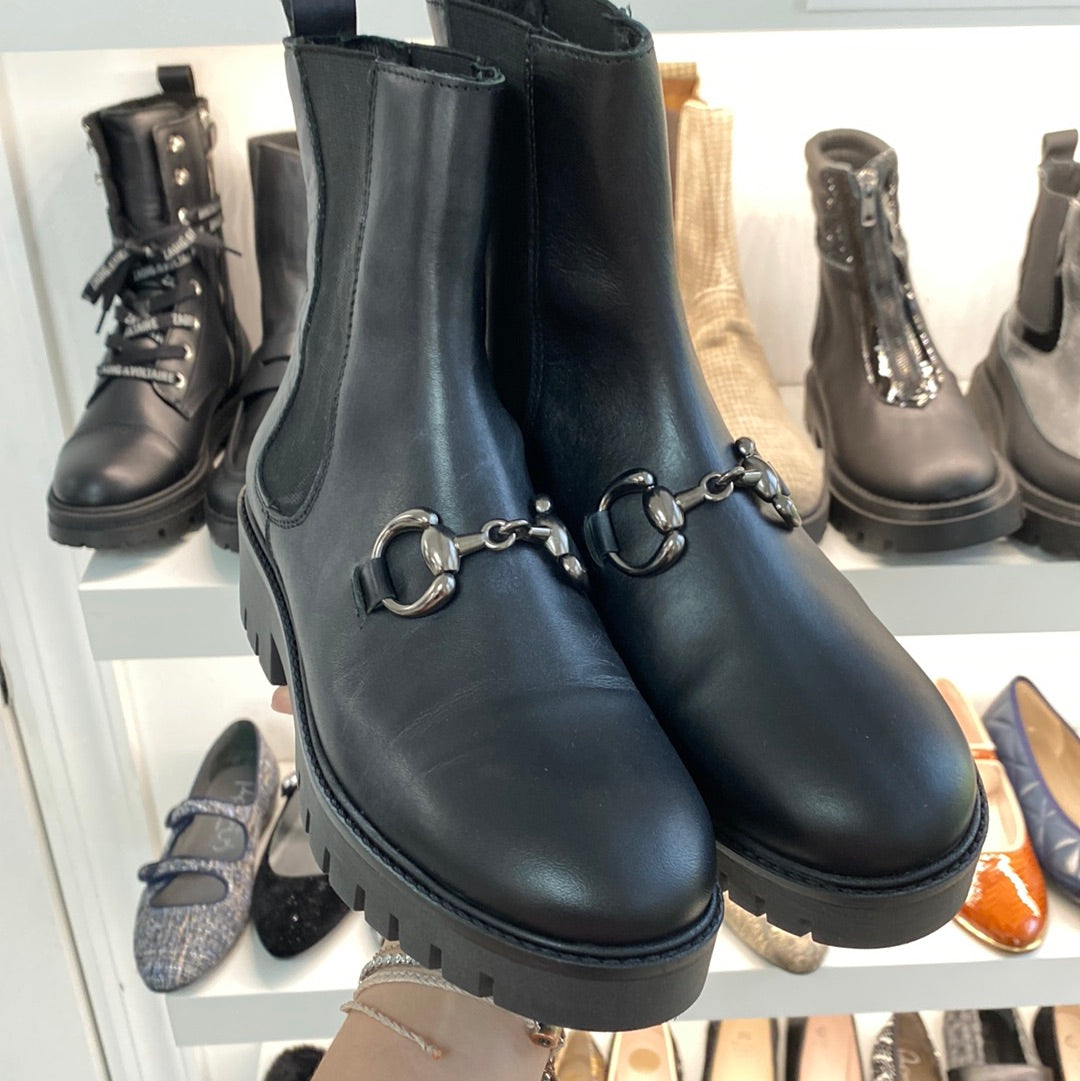 Spain+Co Women's Black Buckle Elastic Ankle Boots - Stylish & Comfortable for Casual Outings, Work & Date Nights