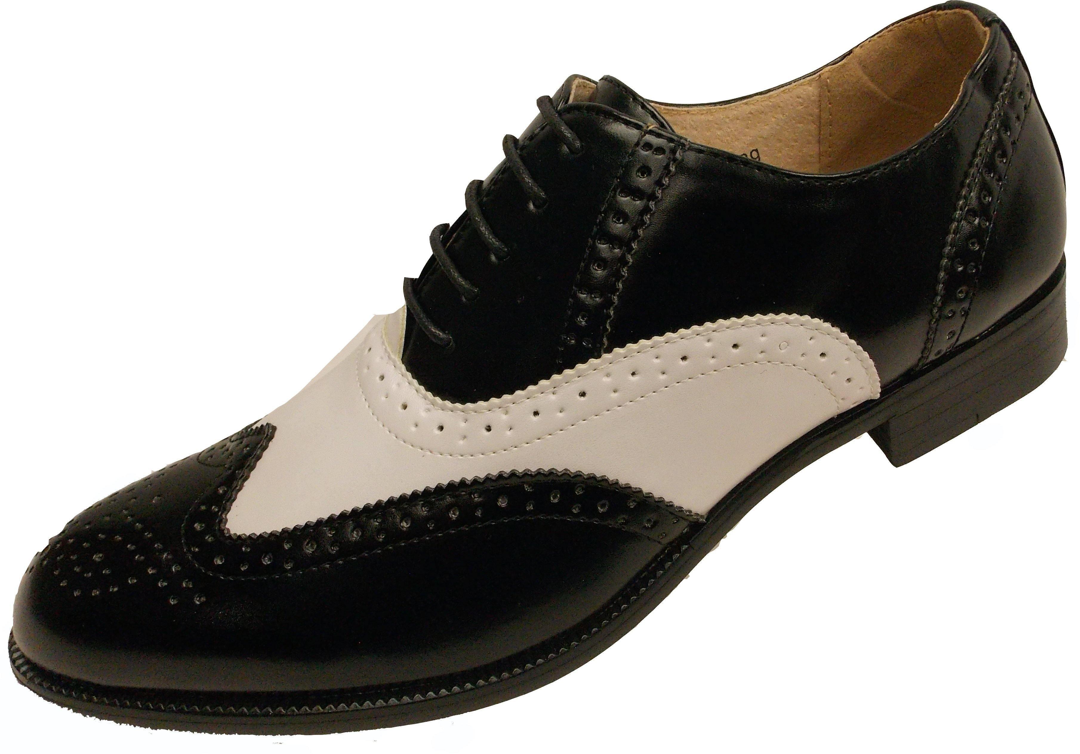 Majestic Men's Wingtip Two-Tone Oxford Dress Shoes - Black & White Spectator Style for Formal & Business Occasions