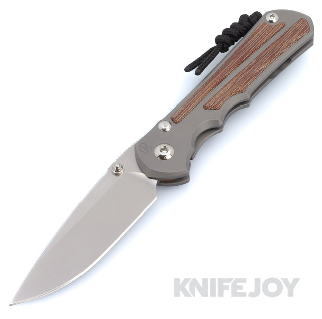 Chris Reeve Knives Large Inkosi Plain Drop Point Magnacut Blade with Natural Canvas Micarta Inlay & Glass Blasted Titanium Handles - Premium EDC Folding Knife for Outdoor, Camping, Hunting & Survival