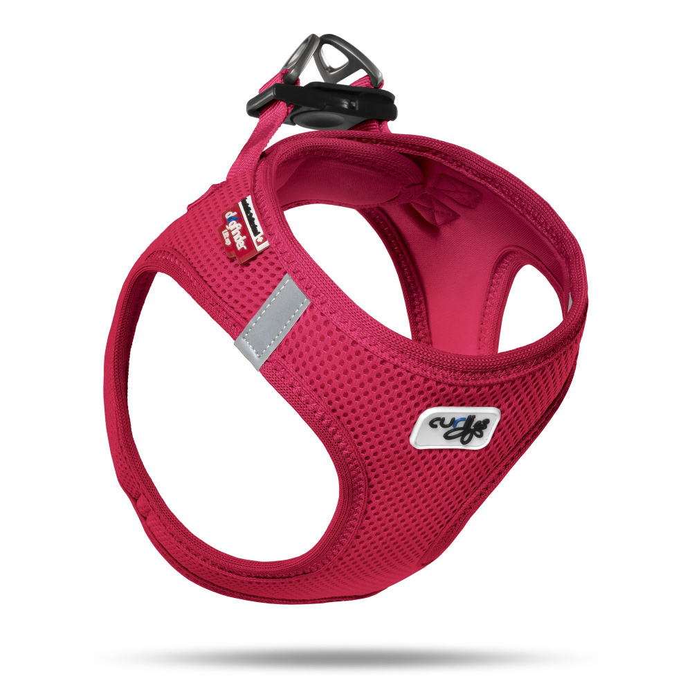 Curli Vest Harness with Curli Clasp - Breathable Air Mesh Dog Vest in Red - Perfect for Walking, Training & Outdoor Adventures