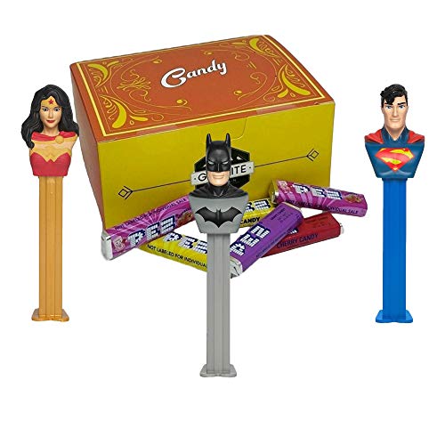 Justice League Pez Candy Dispenser Set - Batman, Wonder Woman & Superman Collectible Candy Dispensers with Extra Refills | DC Comics Superhero Party Favors, Gift Bags | Perfect for Birthday Parties, Halloween Treats & Superhero-Themed Events